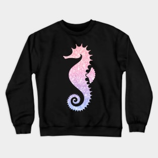 Pastel Pink and Purple Ombre Faux Glitter Seahorse Crewneck Sweatshirt